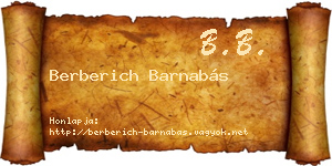 Berberich Barnabás névjegykártya